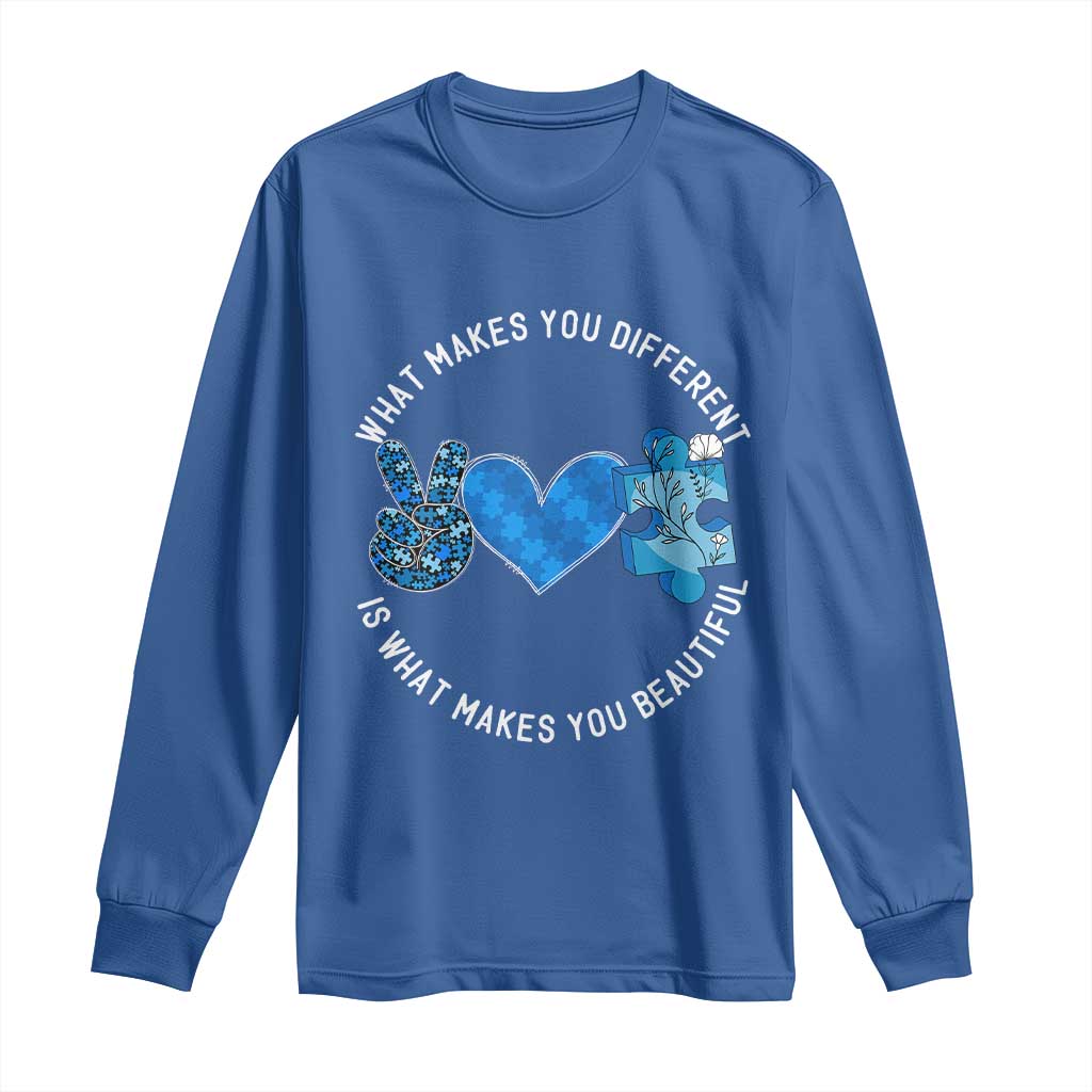 Autism Awareness Long Sleeve Shirt What Makes You Different Is What Makes You Beautiful