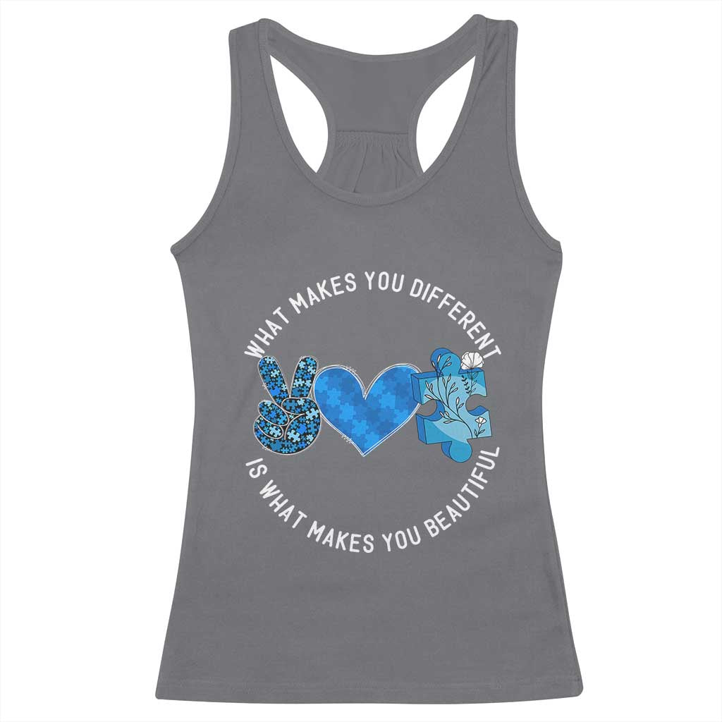 Autism Awareness Racerback Tank Top What Makes You Different Is What Makes You Beautiful