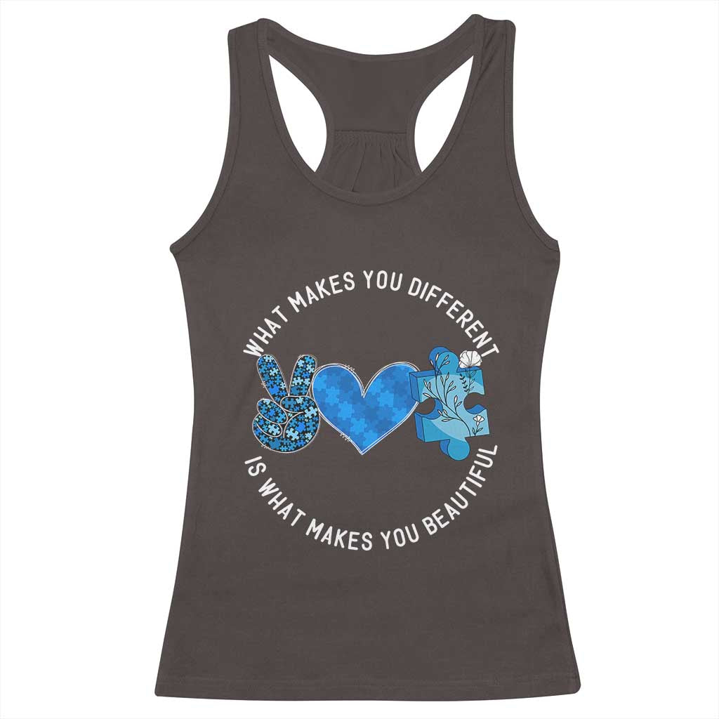 Autism Awareness Racerback Tank Top What Makes You Different Is What Makes You Beautiful