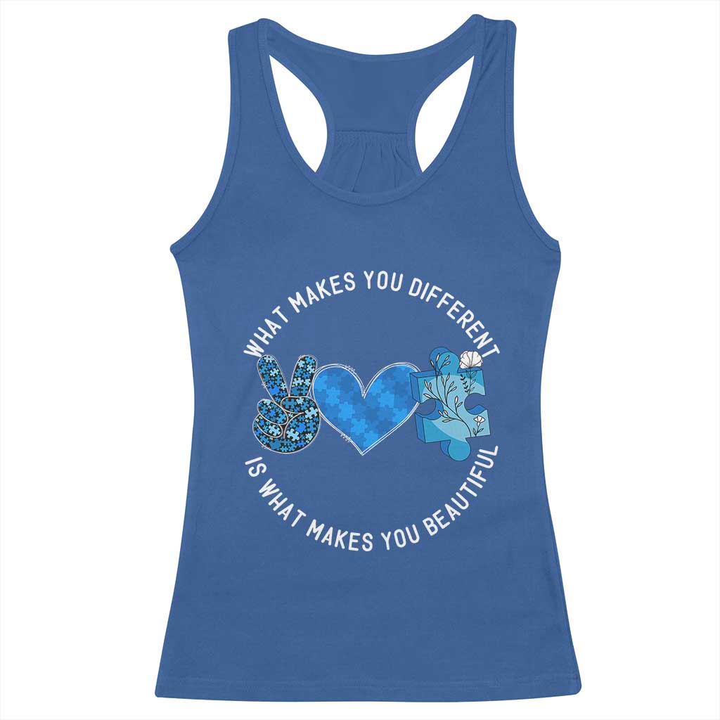 Autism Awareness Racerback Tank Top What Makes You Different Is What Makes You Beautiful