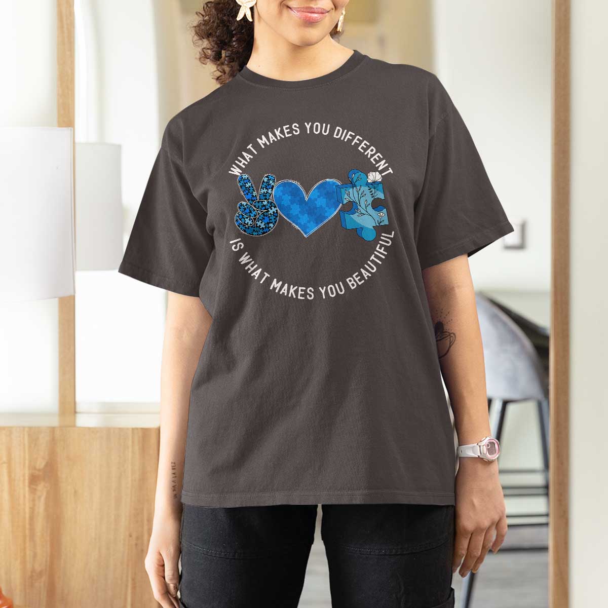 Autism Awareness T Shirt For Women What Makes You Different Is What Makes You Beautiful