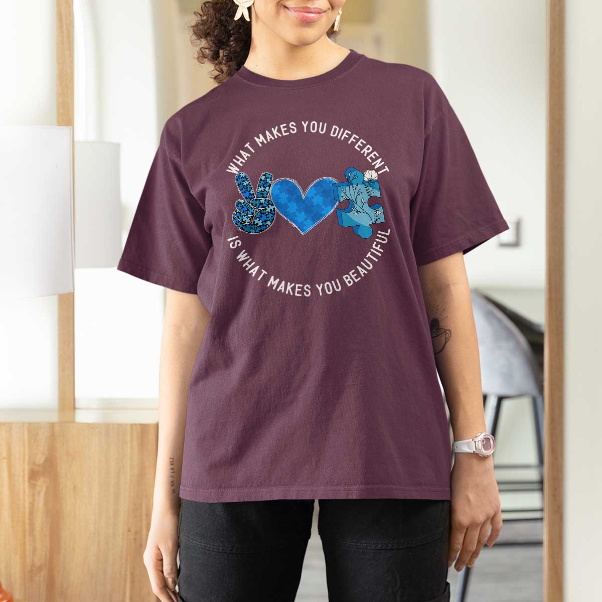 Autism Awareness T Shirt For Women What Makes You Different Is What Makes You Beautiful