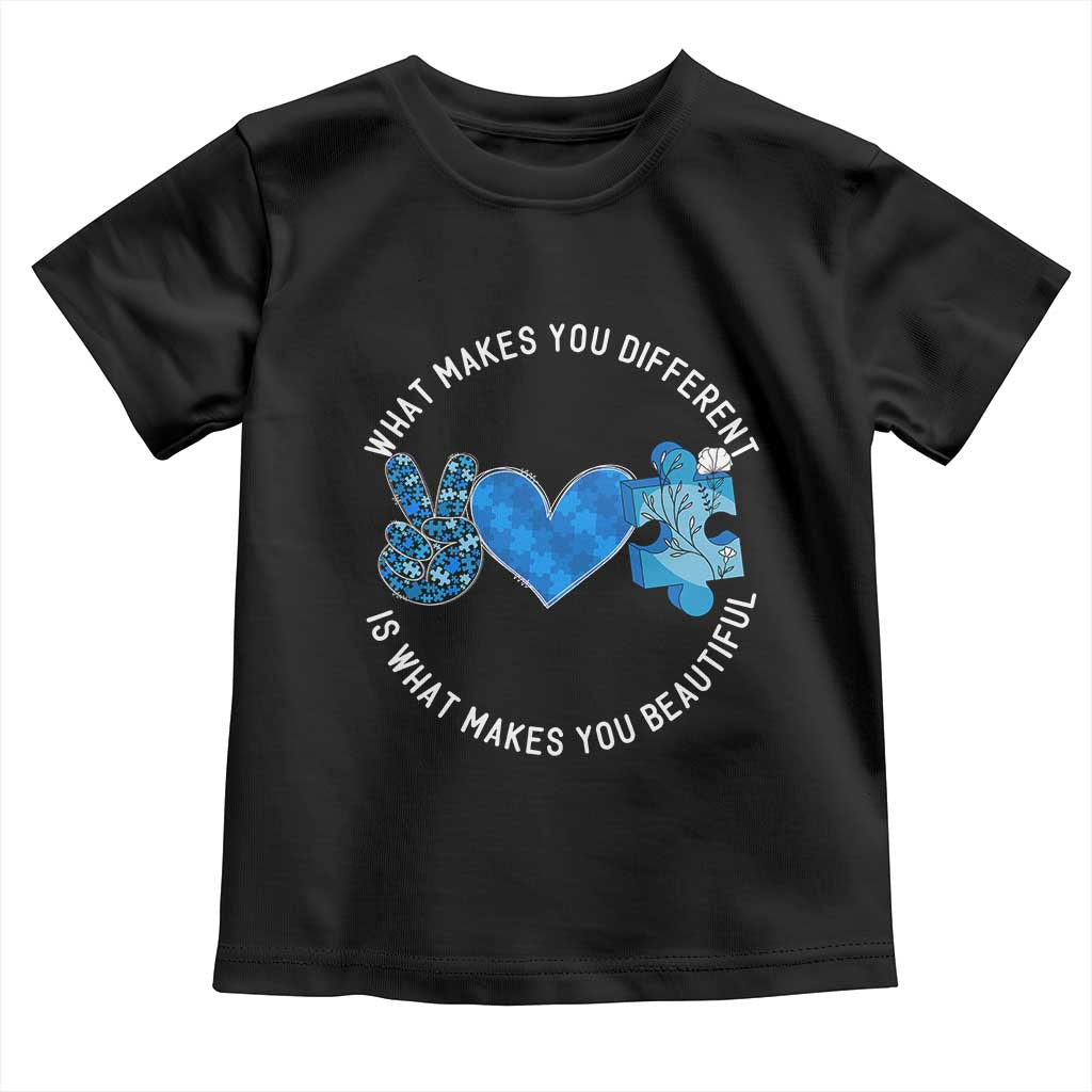Autism Awareness Toddler T Shirt What Makes You Different Is What Makes You Beautiful