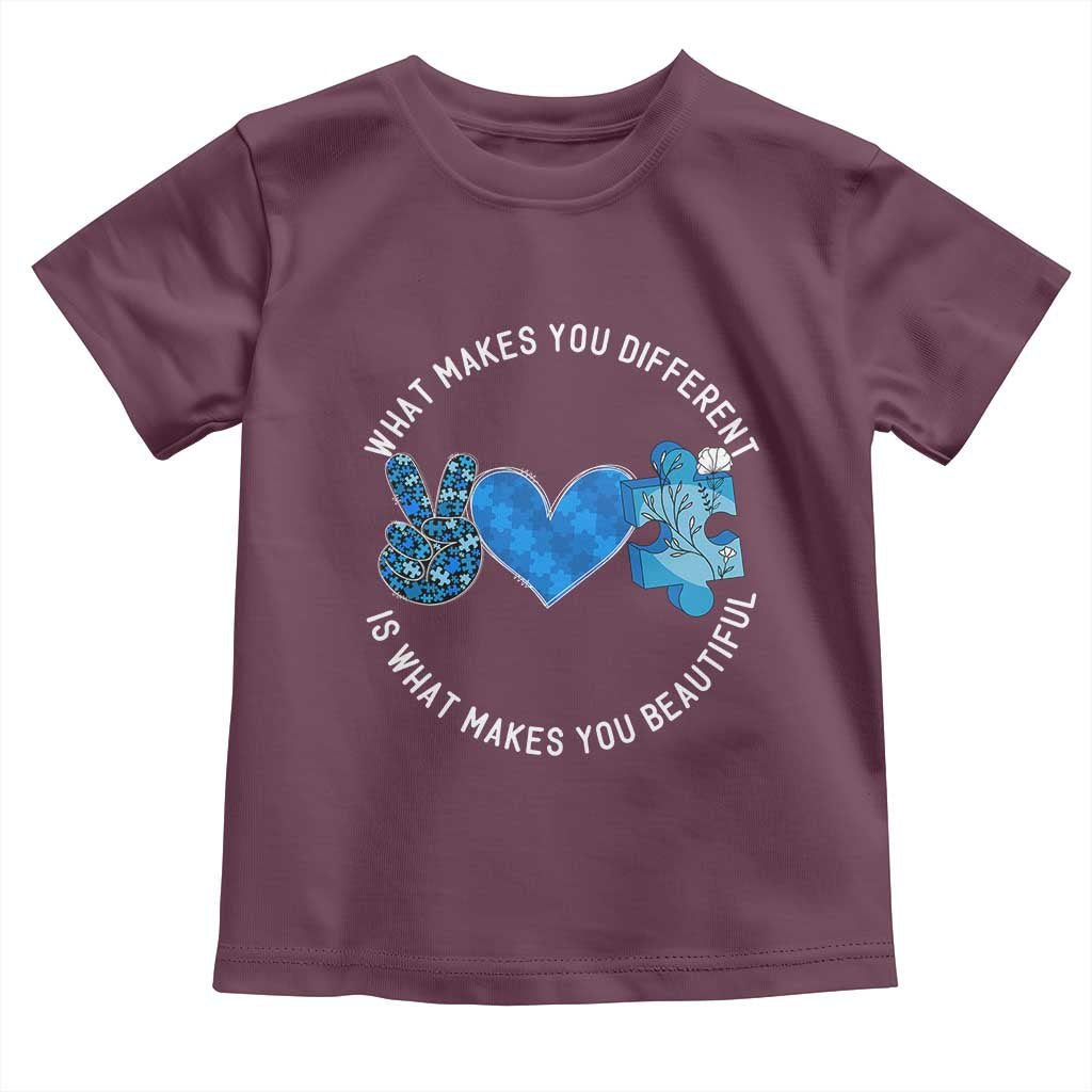 Autism Awareness Toddler T Shirt What Makes You Different Is What Makes You Beautiful