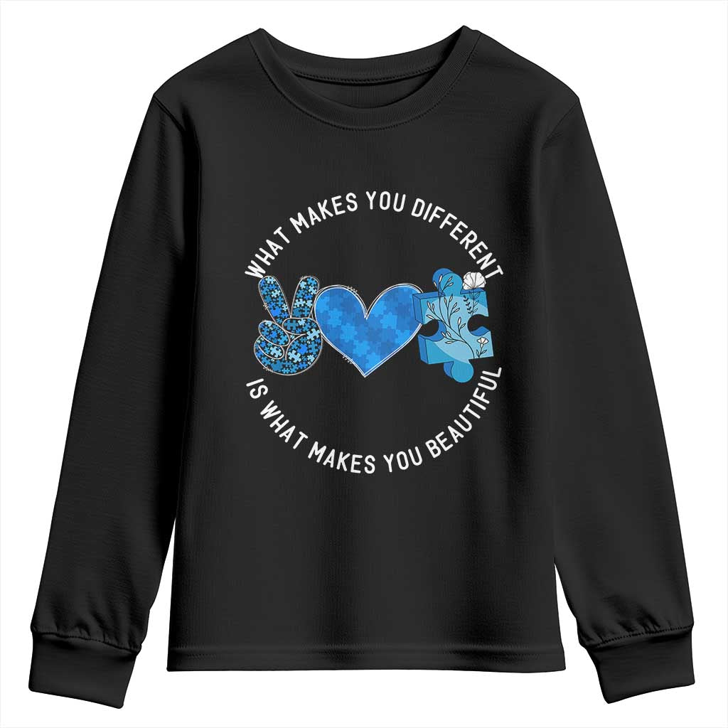 Autism Awareness Youth Sweatshirt What Makes You Different Is What Makes You Beautiful