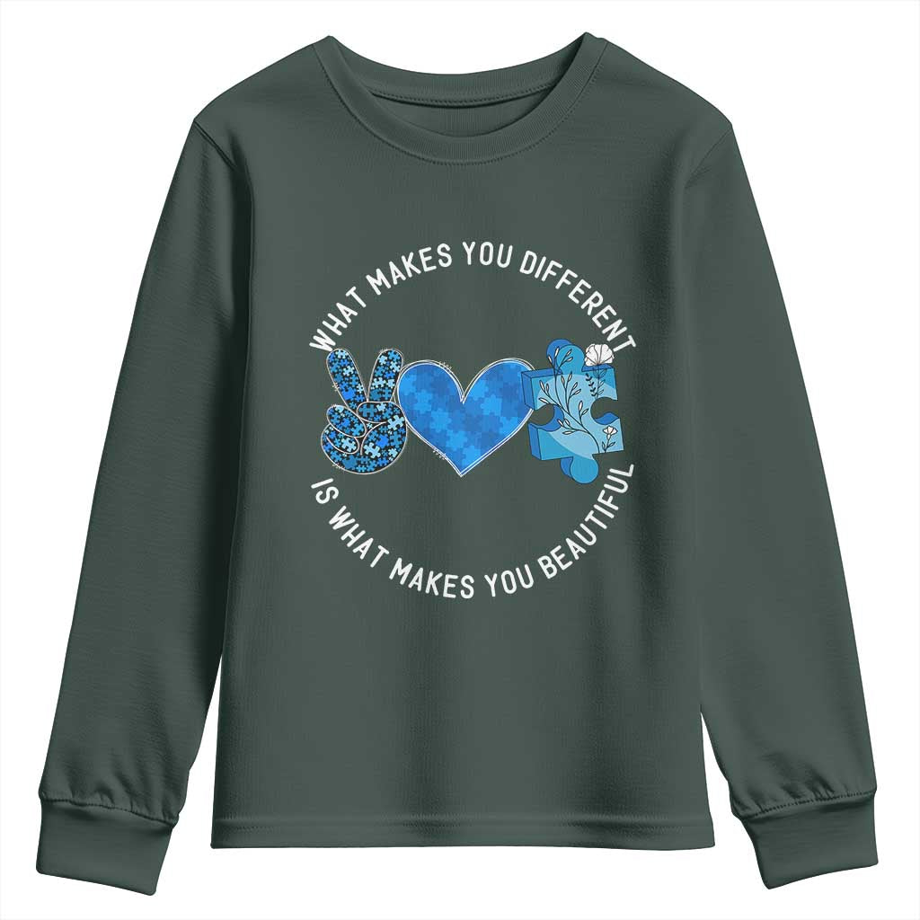 Autism Awareness Youth Sweatshirt What Makes You Different Is What Makes You Beautiful