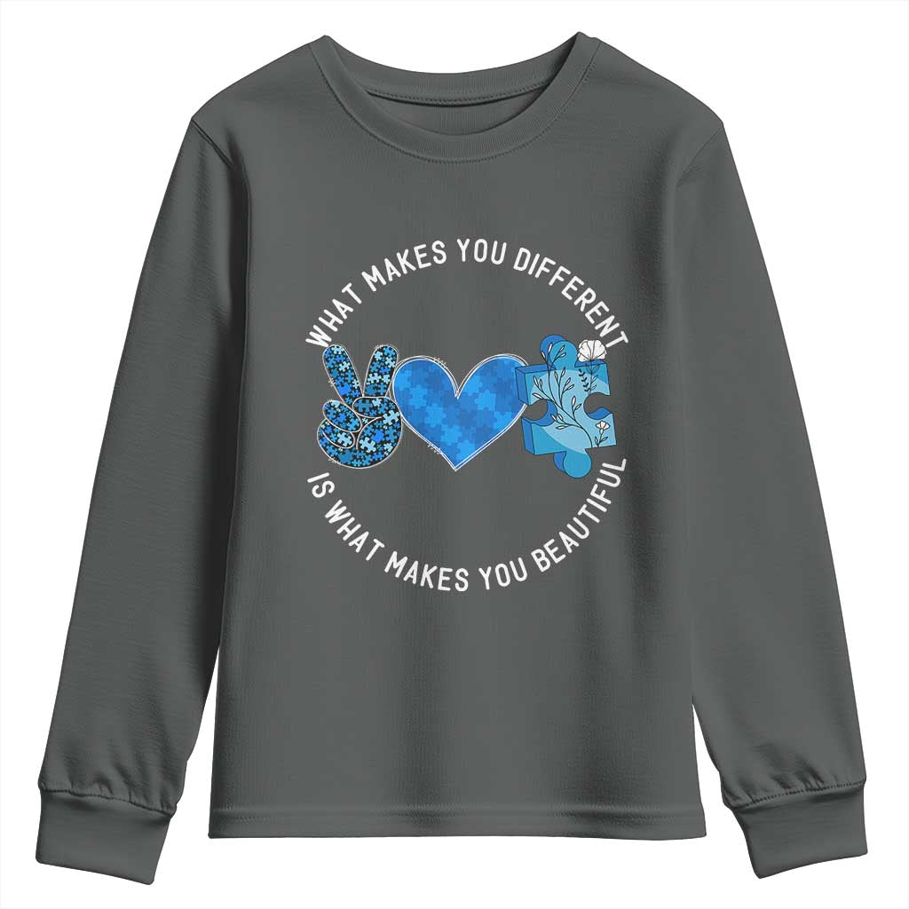 Autism Awareness Youth Sweatshirt What Makes You Different Is What Makes You Beautiful