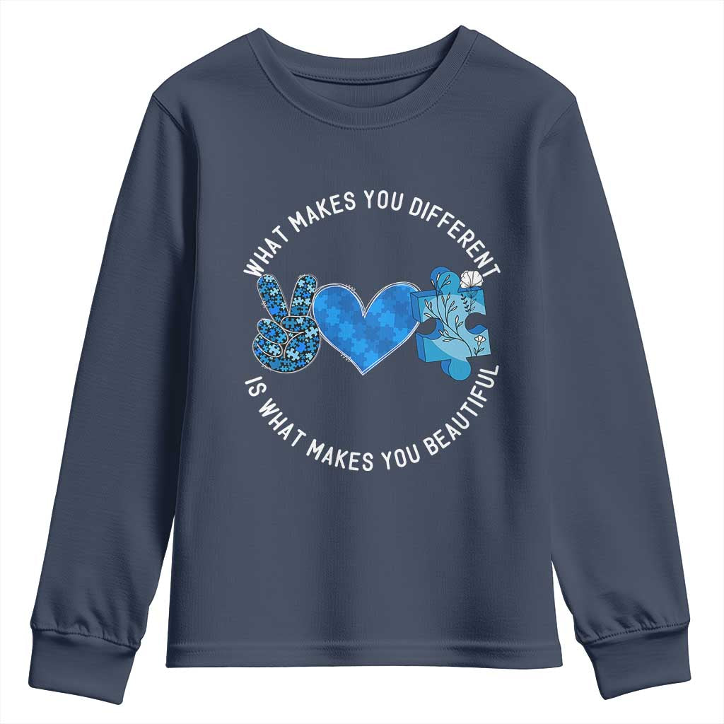Autism Awareness Youth Sweatshirt What Makes You Different Is What Makes You Beautiful