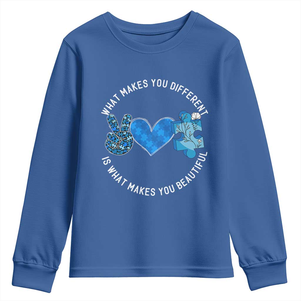 Autism Awareness Youth Sweatshirt What Makes You Different Is What Makes You Beautiful