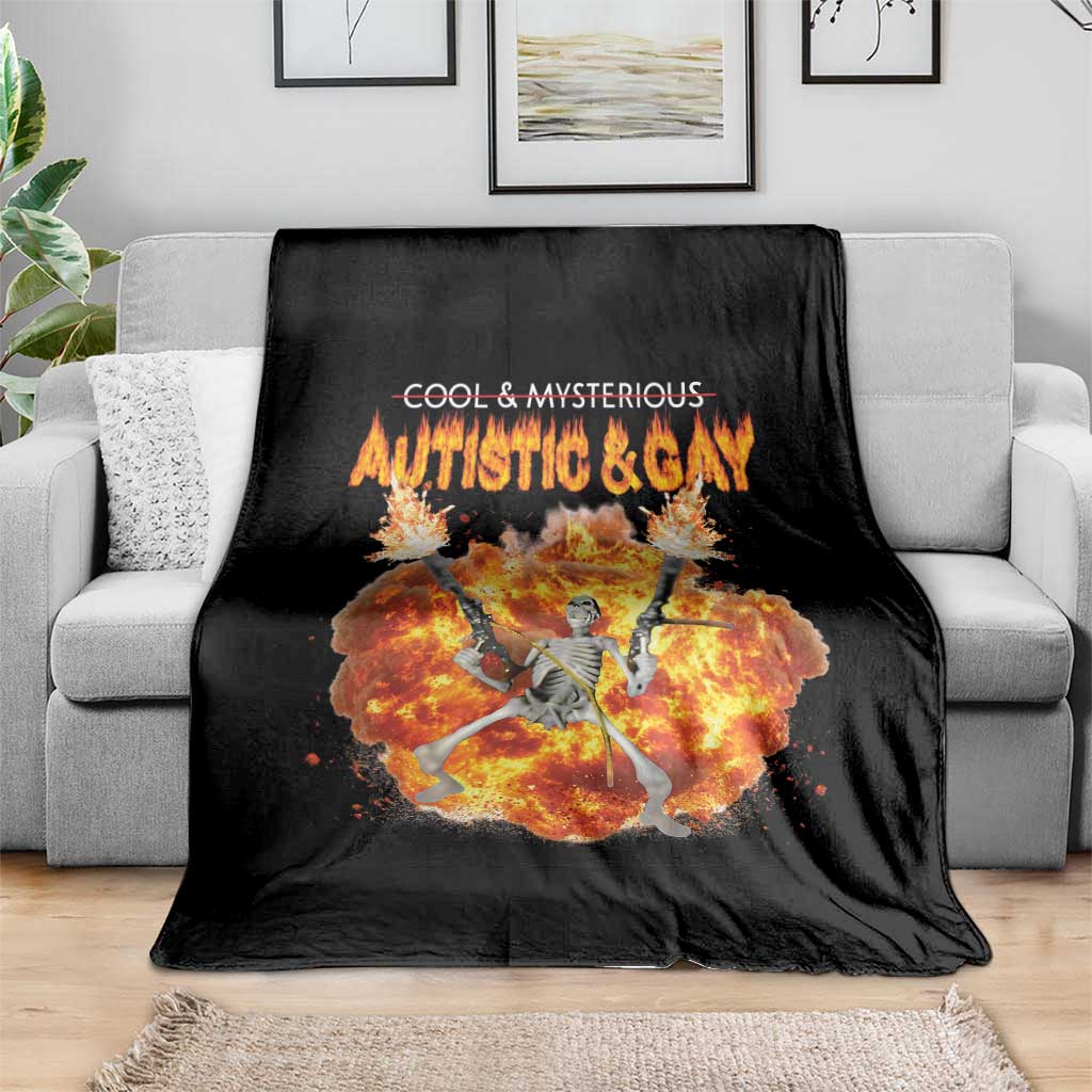 Autistic And Gay Skeleton Explosion Throw Blanket - Wonder Print Shop