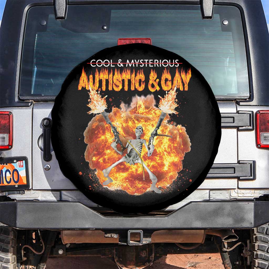 Autistic And Gay Skeleton Explosion Spare Tire Cover - Wonder Print Shop