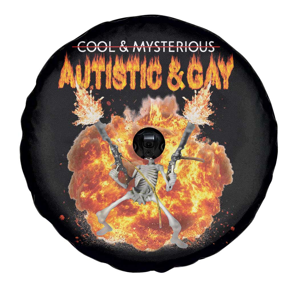 Autistic And Gay Skeleton Explosion Spare Tire Cover - Wonder Print Shop