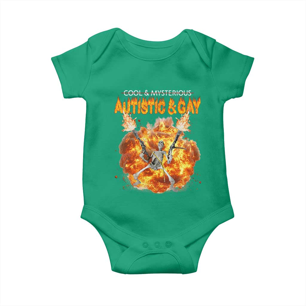 Autistic And Gay Skeleton Explosion Baby Onesie - Wonder Print Shop