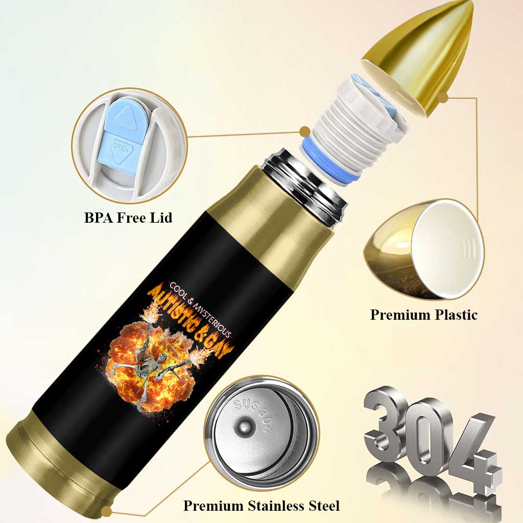 Autistic And Gay Skeleton Explosion Bullet Tumbler - Wonder Print Shop
