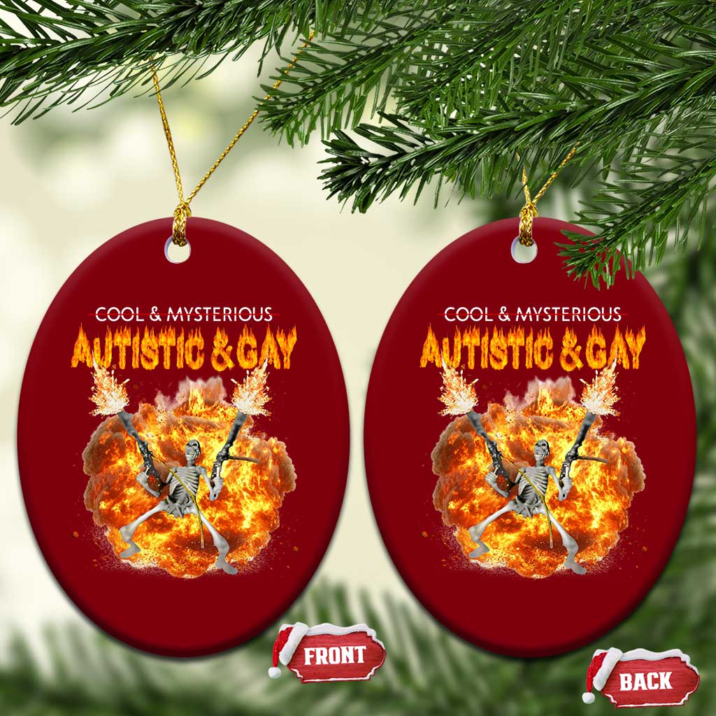 Autistic And Gay Skeleton Explosion Ceramic Ornament - Wonder Print Shop