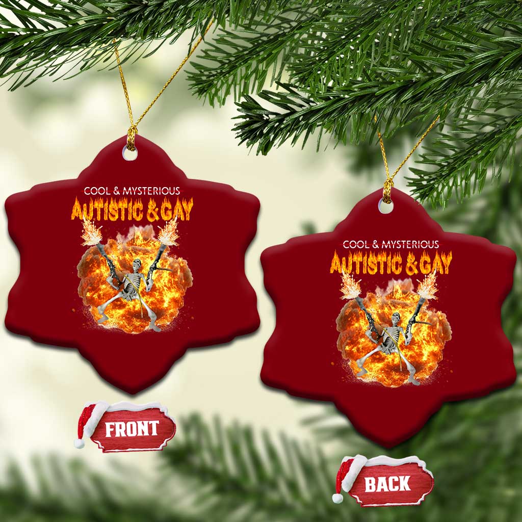 Autistic And Gay Skeleton Explosion Ceramic Ornament - Wonder Print Shop