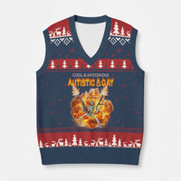 Autistic And Gay Skeleton Explosion V-Neck Knit Sweater Vest - Wonder Print Shop