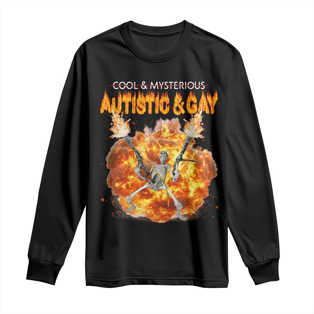 Autistic And Gay Skeleton Explosion Long Sleeve Shirt - Wonder Print Shop