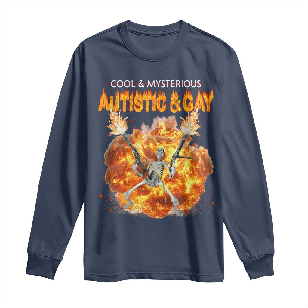 Autistic And Gay Skeleton Explosion Long Sleeve Shirt - Wonder Print Shop