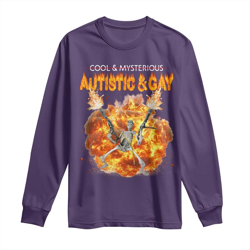 Autistic And Gay Skeleton Explosion Long Sleeve Shirt - Wonder Print Shop