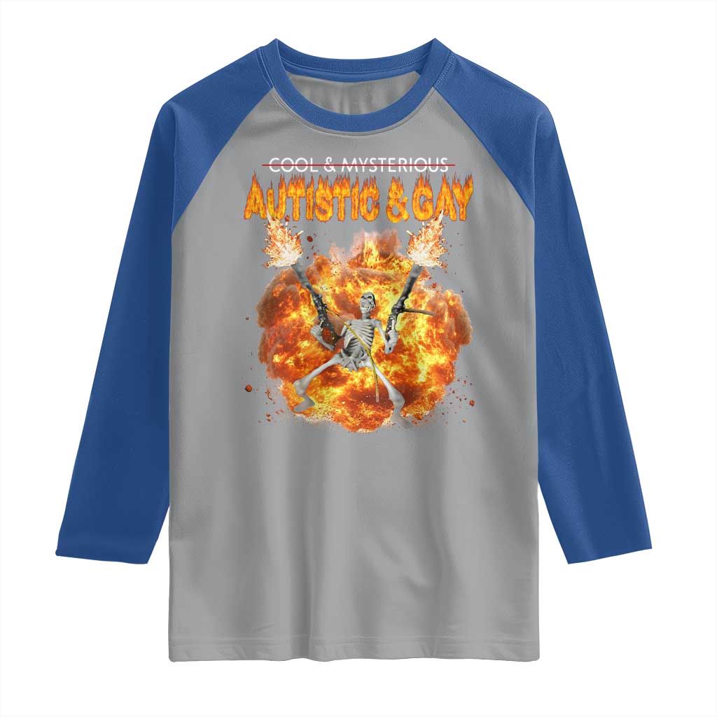 Autistic And Gay Skeleton Explosion Raglan Shirt - Wonder Print Shop