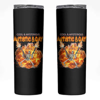 Autistic And Gay Skeleton Explosion Skinny Tumbler - Wonder Print Shop