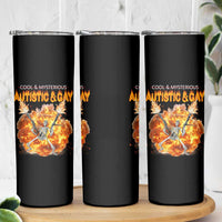 Autistic And Gay Skeleton Explosion Skinny Tumbler - Wonder Print Shop