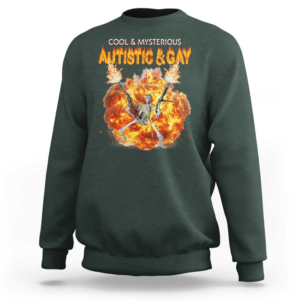 Autistic And Gay Skeleton Explosion Sweatshirt - Wonder Print Shop