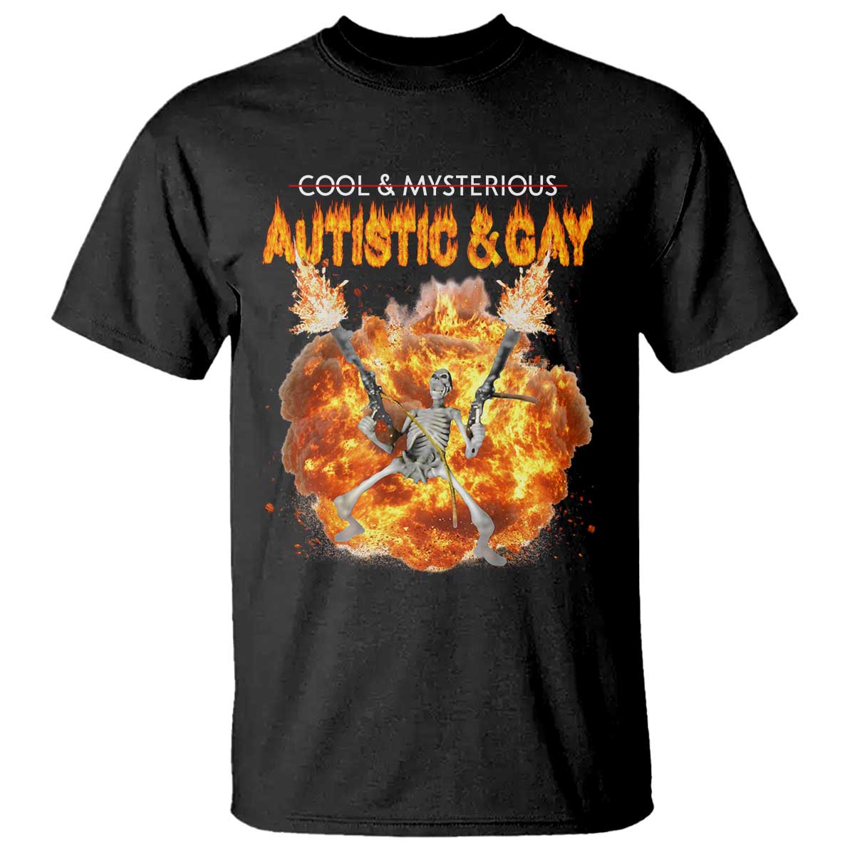 Autistic And Gay Skeleton Explosion T Shirt - Wonder Print Shop