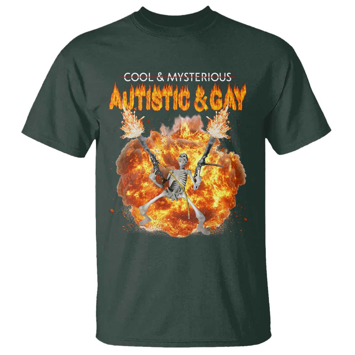 Autistic And Gay Skeleton Explosion T Shirt - Wonder Print Shop
