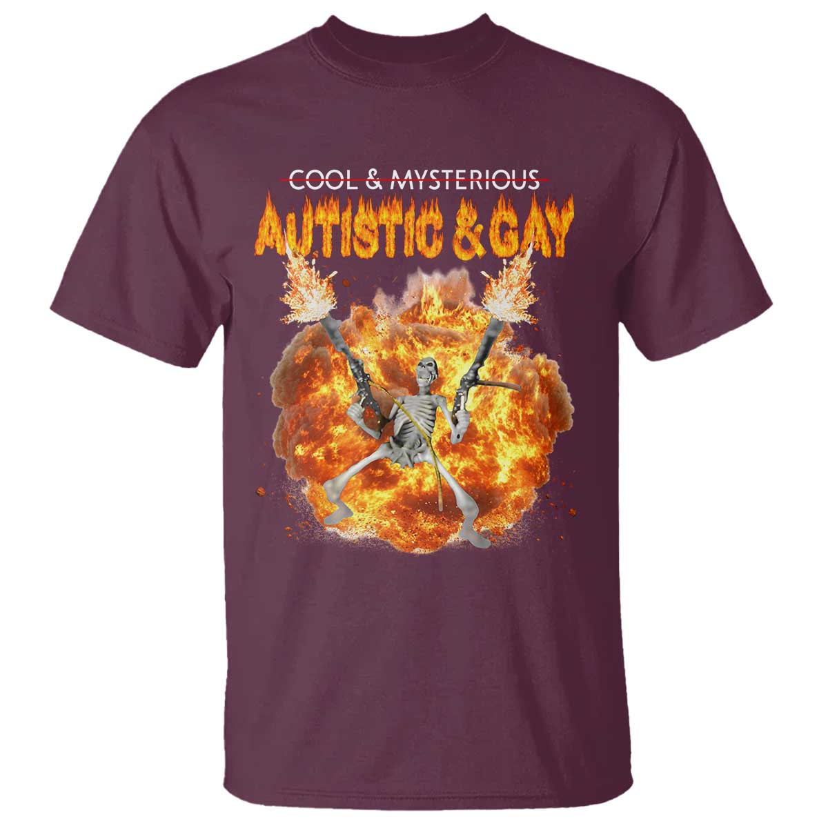 Autistic And Gay Skeleton Explosion T Shirt - Wonder Print Shop