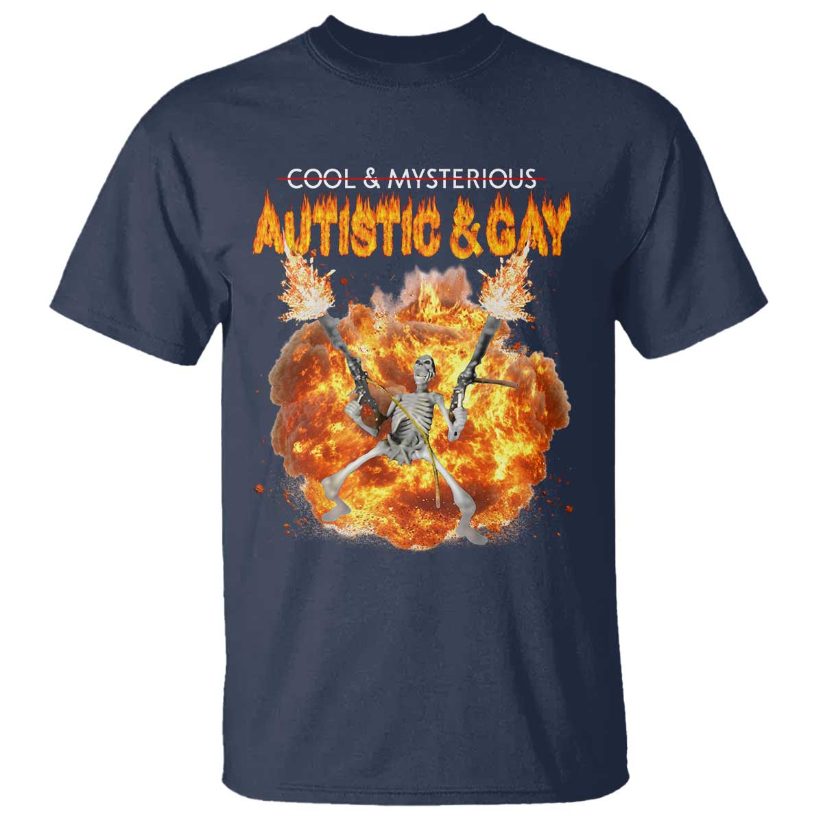 Autistic And Gay Skeleton Explosion T Shirt - Wonder Print Shop