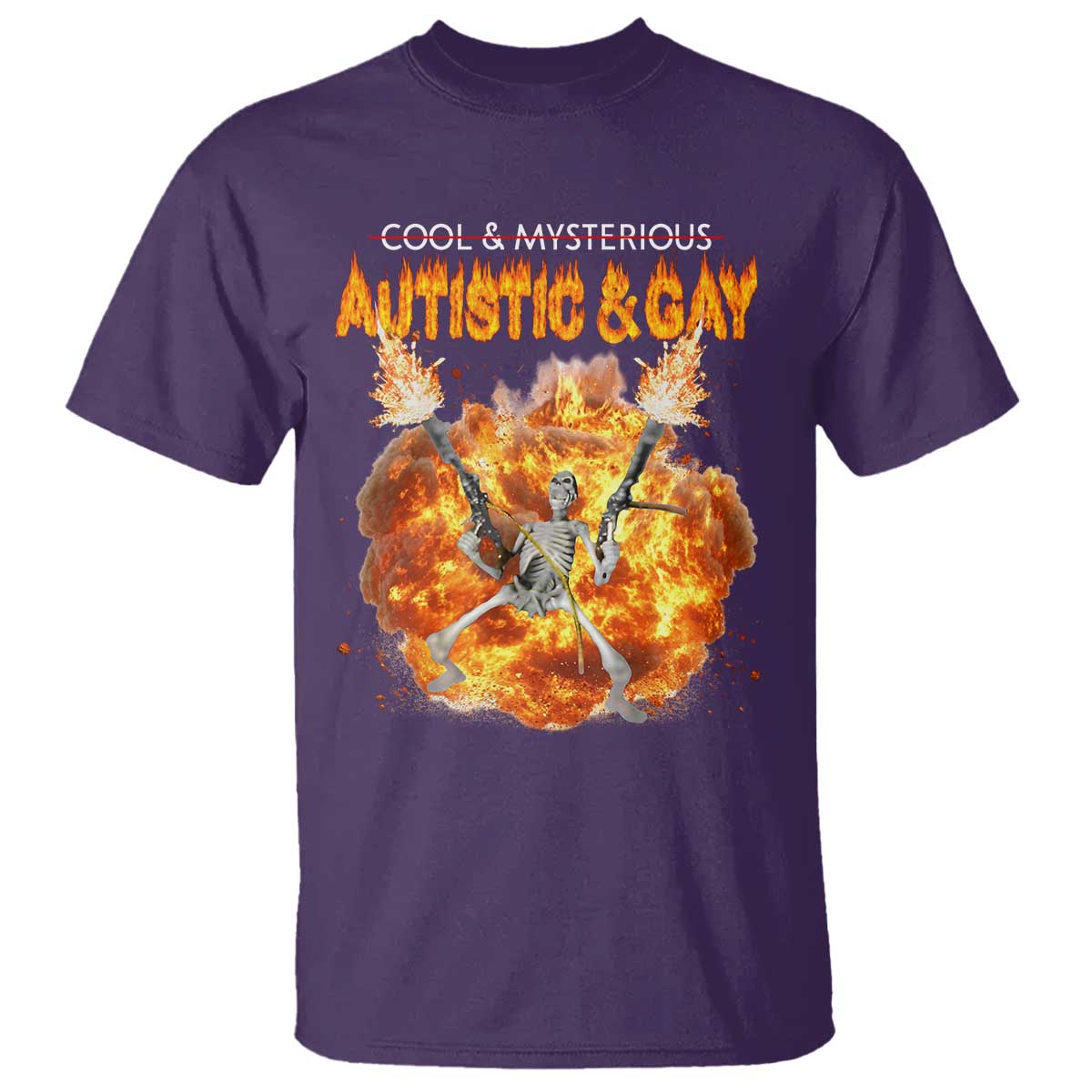 Autistic And Gay Skeleton Explosion T Shirt - Wonder Print Shop