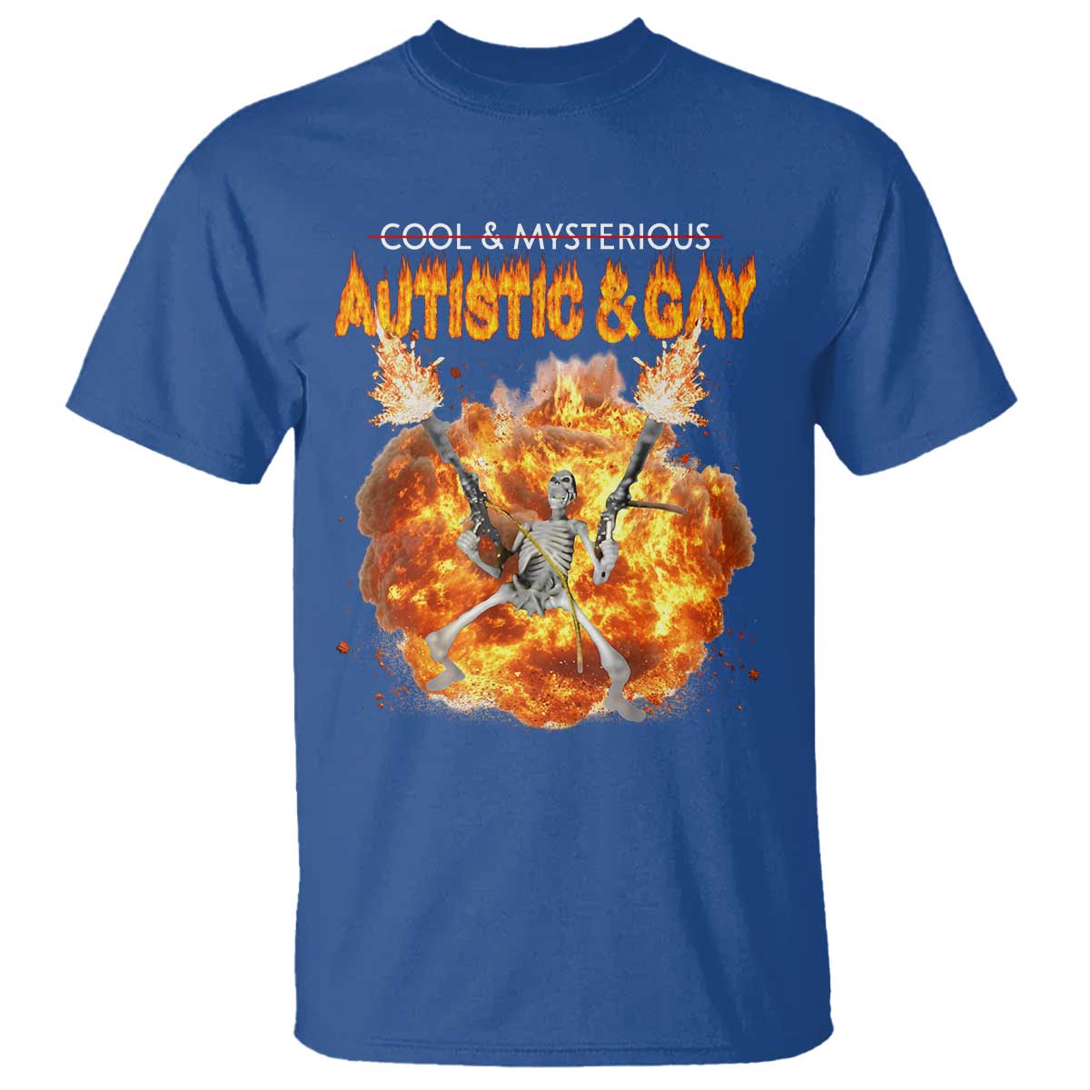 Autistic And Gay Skeleton Explosion T Shirt - Wonder Print Shop