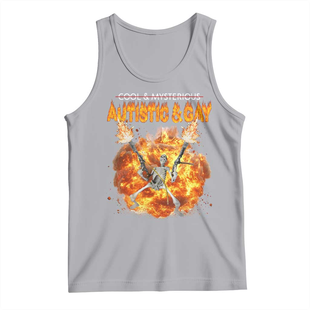Autistic And Gay Skeleton Explosion Tank Top - Wonder Print Shop