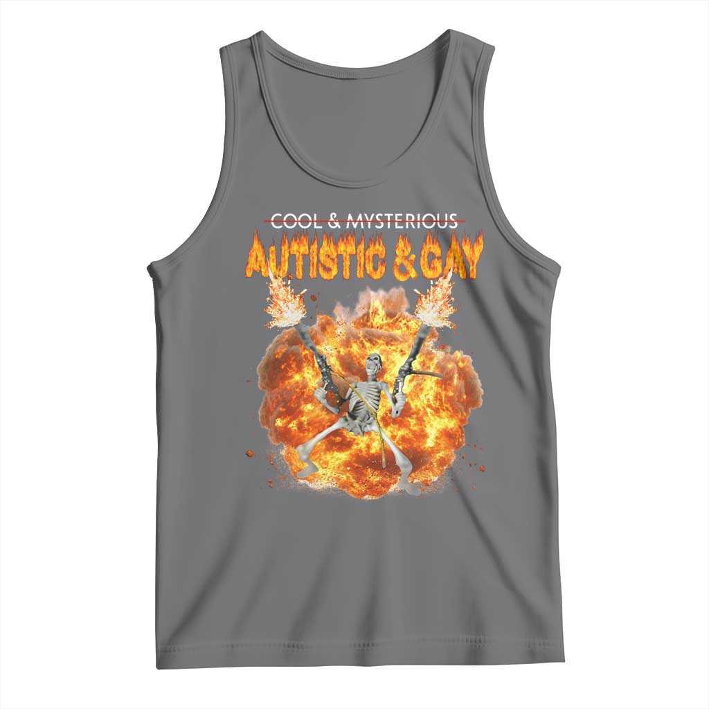 Autistic And Gay Skeleton Explosion Tank Top - Wonder Print Shop