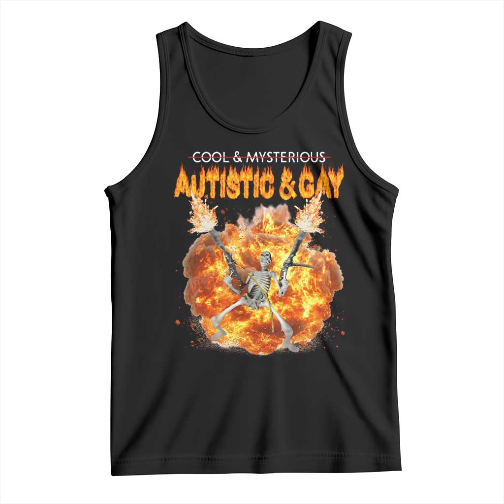 Autistic And Gay Skeleton Explosion Tank Top - Wonder Print Shop
