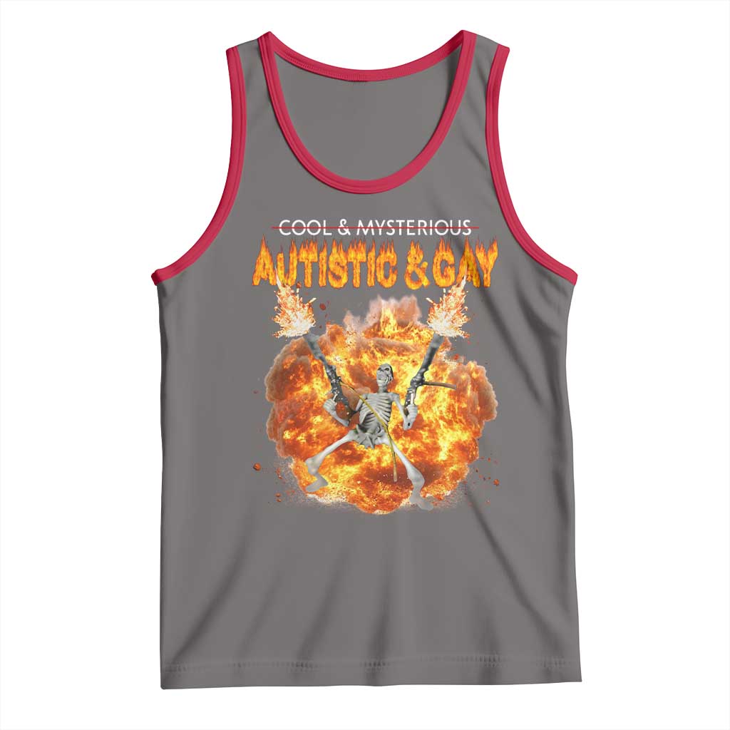 Autistic And Gay Skeleton Explosion Tank Top - Wonder Print Shop