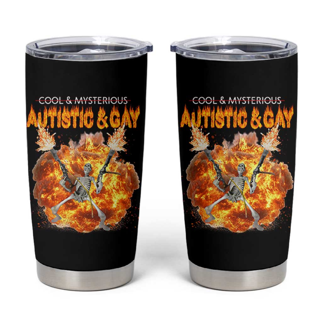 Autistic And Gay Skeleton Explosion Tumbler Cup - Wonder Print Shop