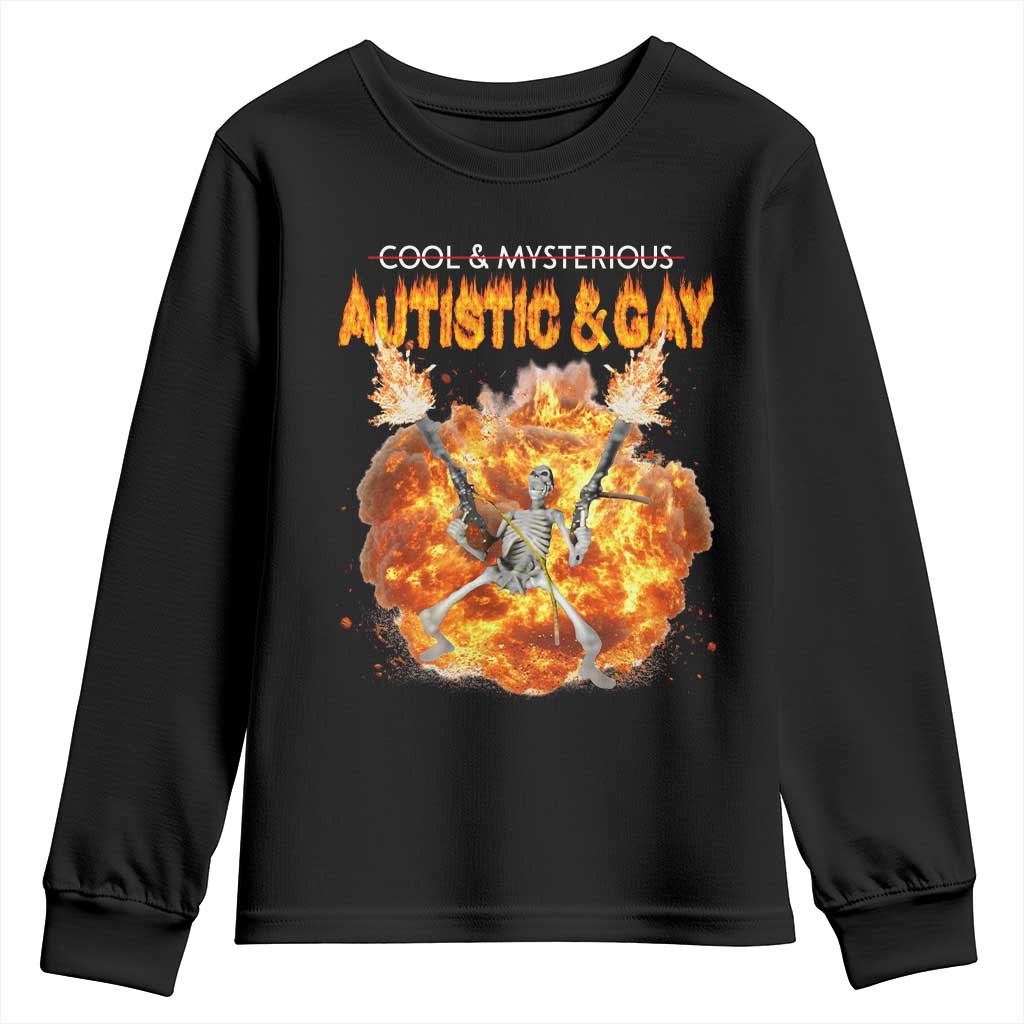 Autistic And Gay Skeleton Explosion Youth Sweatshirt - Wonder Print Shop
