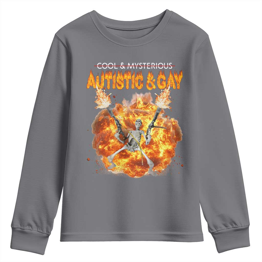 Autistic And Gay Skeleton Explosion Youth Sweatshirt - Wonder Print Shop