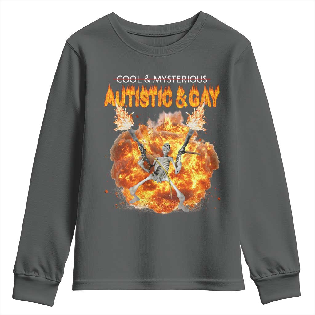Autistic And Gay Skeleton Explosion Youth Sweatshirt - Wonder Print Shop