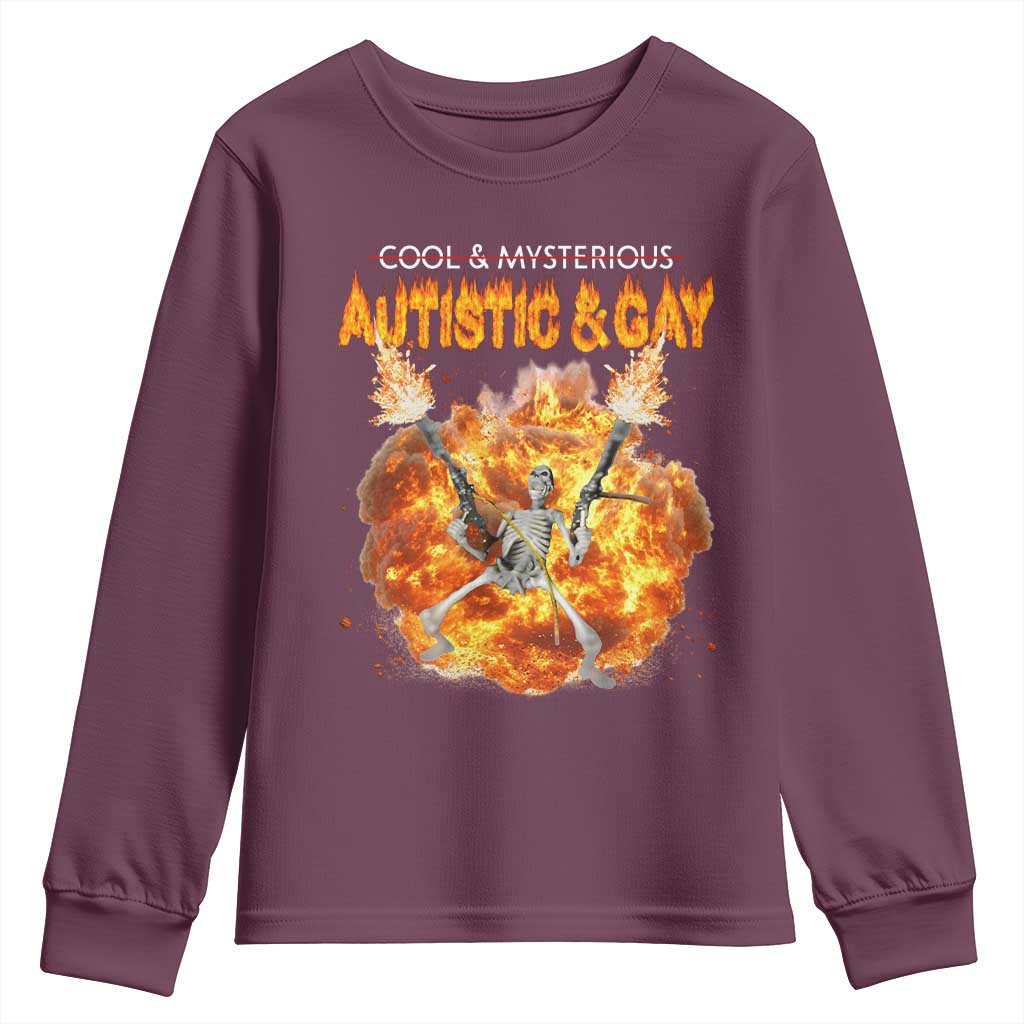 Autistic And Gay Skeleton Explosion Youth Sweatshirt - Wonder Print Shop