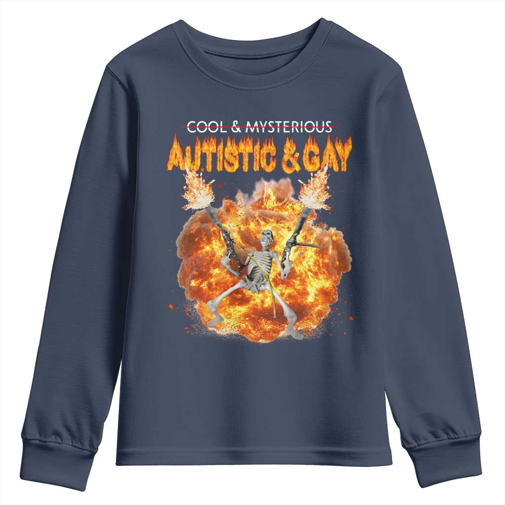 Autistic And Gay Skeleton Explosion Youth Sweatshirt - Wonder Print Shop