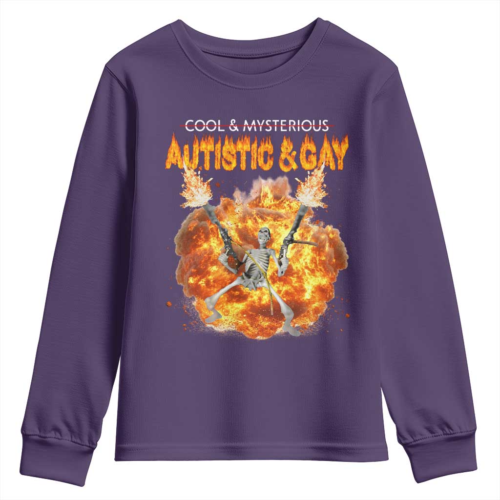 Autistic And Gay Skeleton Explosion Youth Sweatshirt - Wonder Print Shop