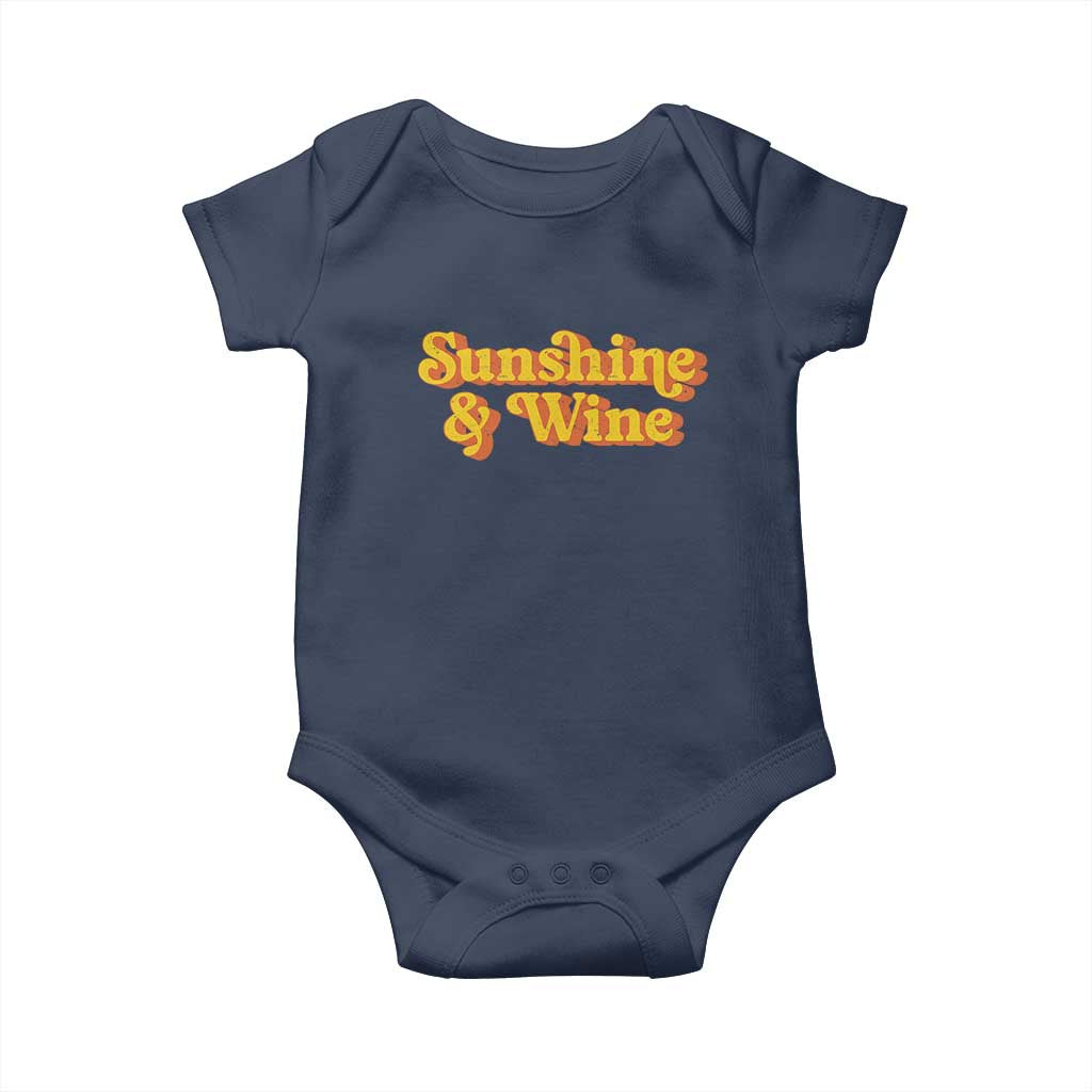 Funny Drinking Baby Onesie Sunshine & Wine Retro Drinking Summer Vintage 70's