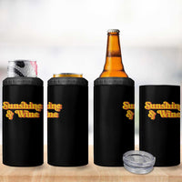 Funny Drinking 4 in 1 Can Cooler Tumbler Sunshine & Wine Retro Drinking Summer Vintage 70's
