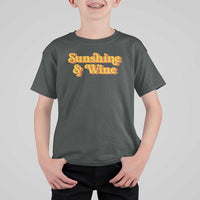 Funny Drinking T Shirt For Kid Sunshine & Wine Retro Drinking Summer Vintage 70's