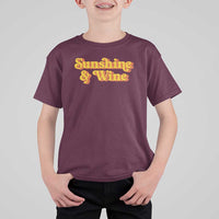 Funny Drinking T Shirt For Kid Sunshine & Wine Retro Drinking Summer Vintage 70's