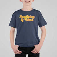 Funny Drinking T Shirt For Kid Sunshine & Wine Retro Drinking Summer Vintage 70's